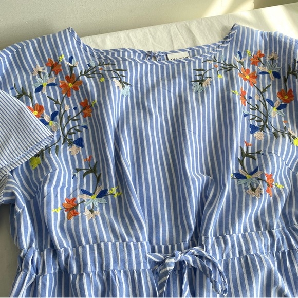 Ava & Viv Cotton Embroidered Plus Size Stripe Dresss - Picture 5 of 13